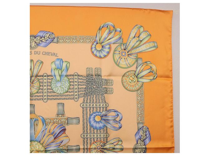 Hermès HERMES Carré 90 Seidentuch "LES RUBANS DU CHEVAL" Orange Auth 199852M - Ansicht 4