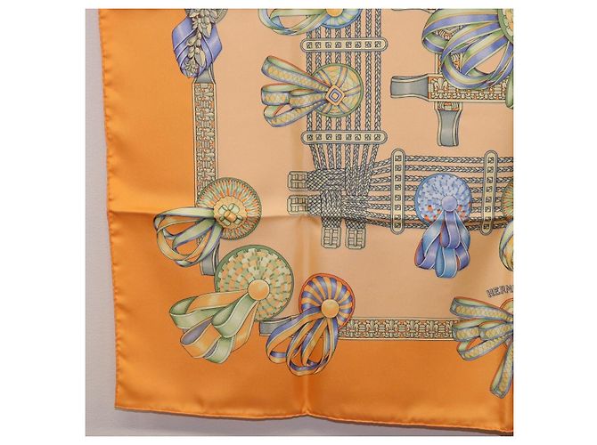 Hermès HERMES Carré 90 Seidentuch "LES RUBANS DU CHEVAL" Orange Auth 199852M - Ansicht 8