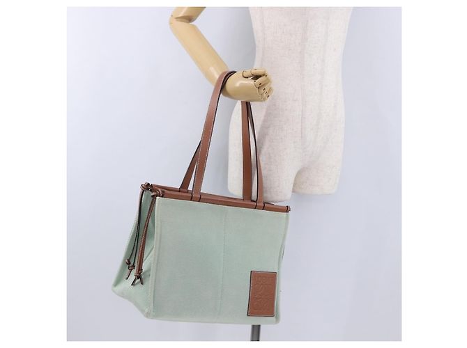 Borsa Tote LOEWE Anagram Cushion Tote Bag Canvas Light Green Auth ka6118A Verde chiaro - vista 26