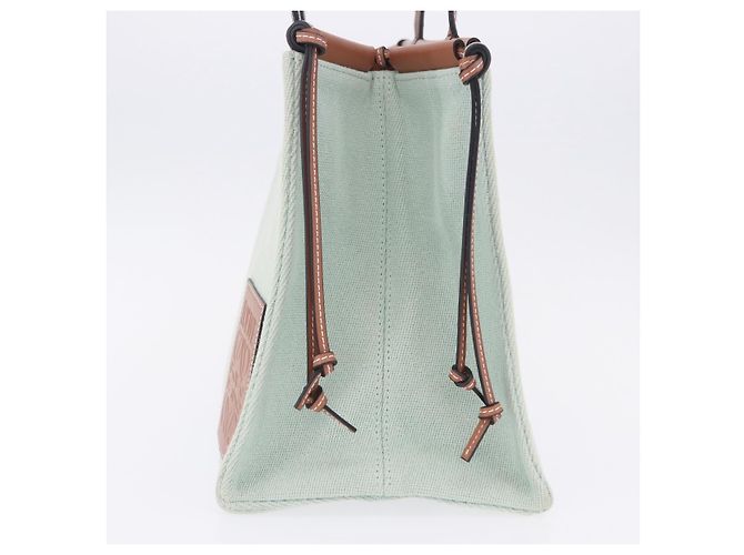 Borsa Tote LOEWE Anagram Cushion Tote Bag Canvas Light Green Auth ka6118A Verde chiaro - vista 3