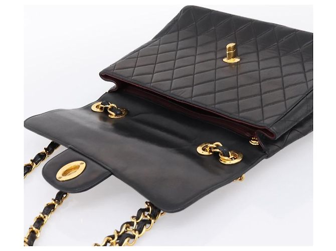 Borsa a tracolla CHANEL Big Matelasse 30 con catena in pelle d'agnello nera e oro CC Auth 203491SAV Nero D'oro - vista 10