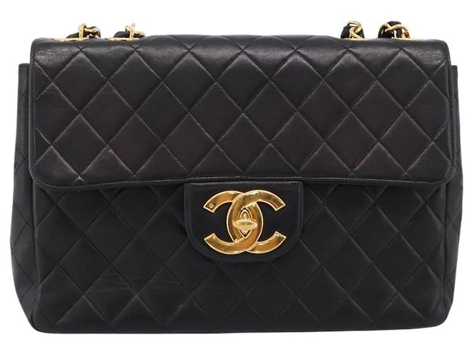 Borsa a tracolla CHANEL Big Matelasse 30 con catena in pelle d'agnello nera e oro CC Auth 203491SAV Nero D'oro - vista 13