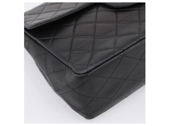 Borsa a tracolla CHANEL Big Matelasse 30 con catena in pelle d'agnello nera e oro CC Auth 203491SAV Nero D'oro - vista 14