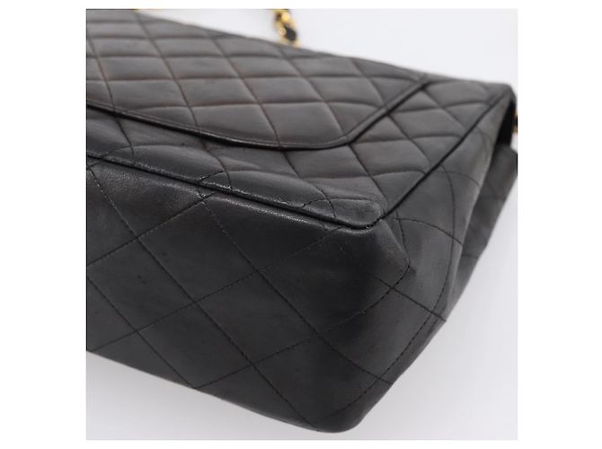 Borsa a tracolla CHANEL Big Matelasse 30 con catena in pelle d'agnello nera e oro CC Auth 203491SAV Nero D'oro - vista 15