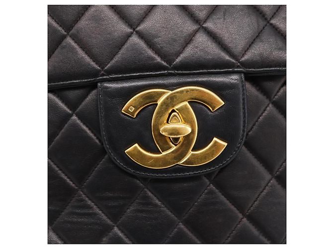 Borsa a tracolla CHANEL Big Matelasse 30 con catena in pelle d'agnello nera e oro CC Auth 203491SAV Nero D'oro - vista 17