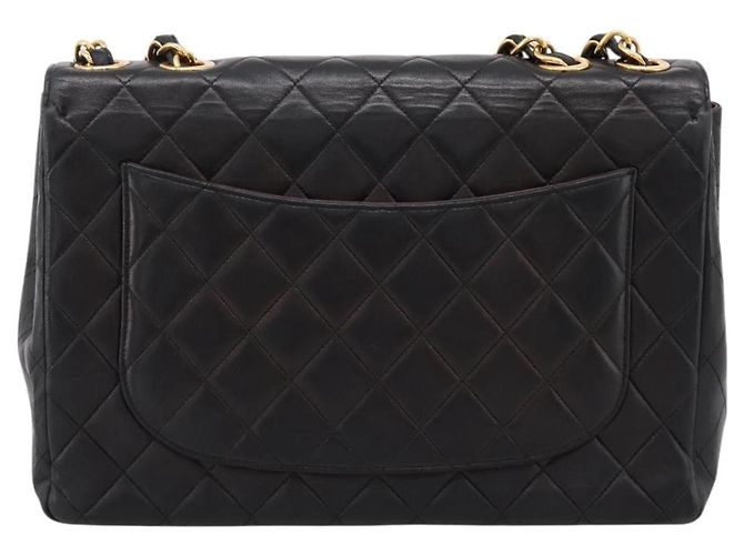 Borsa a tracolla CHANEL Big Matelasse 30 con catena in pelle d'agnello nera e oro CC Auth 203491SAV Nero D'oro - vista 2