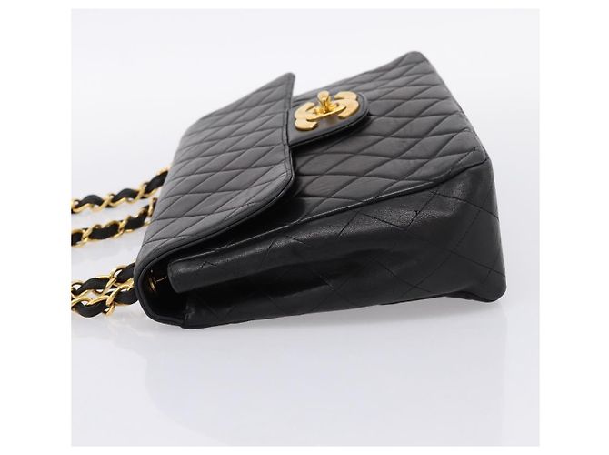 Borsa a tracolla CHANEL Big Matelasse 30 con catena in pelle d'agnello nera e oro CC Auth 203491SAV Nero D'oro - vista 3