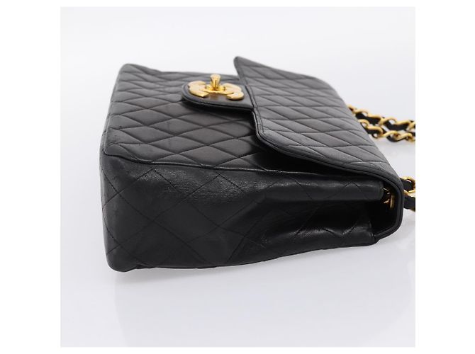 Borsa a tracolla CHANEL Big Matelasse 30 con catena in pelle d'agnello nera e oro CC Auth 203491SAV Nero D'oro - vista 4
