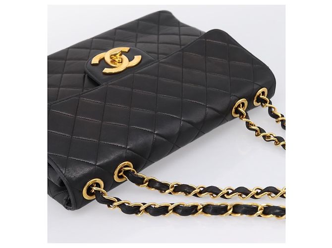 Borsa a tracolla CHANEL Big Matelasse 30 con catena in pelle d'agnello nera e oro CC Auth 203491SAV Nero D'oro - vista 6