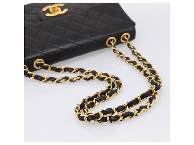 Borsa a tracolla CHANEL Big Matelasse 30 con catena in pelle d'agnello nera e oro CC Auth 203491SAV Nero D'oro - vista 7