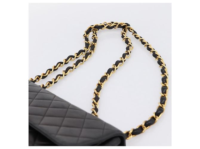 Borsa a tracolla CHANEL Big Matelasse 30 con catena in pelle d'agnello nera e oro CC Auth 203491SAV Nero D'oro - vista 8