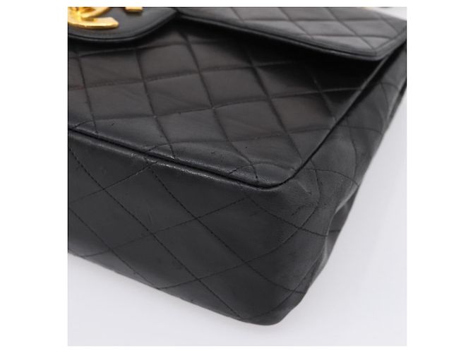 Borsa a tracolla CHANEL Big Matelasse 30 con catena in pelle d'agnello nera e oro CC Auth 203491SAV Nero D'oro - vista 9