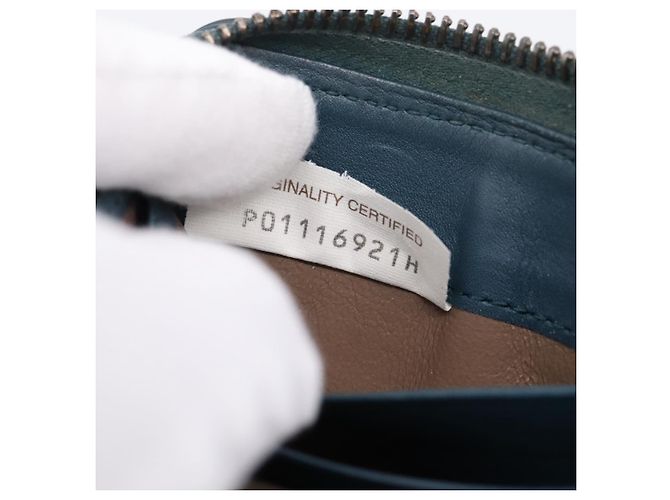 Portafoglio Bifold BOTTEGA VENETA INTRECCIATO in pelle blu autentico 203097 - vista 12