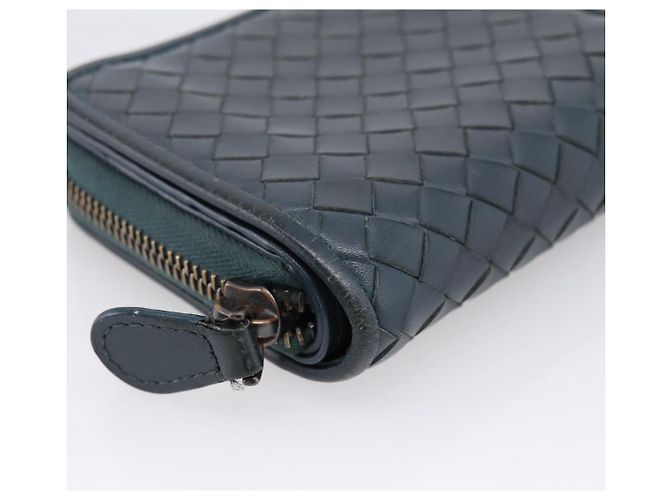 Portafoglio Bifold BOTTEGA VENETA INTRECCIATO in pelle blu autentico 203097 - vista 14