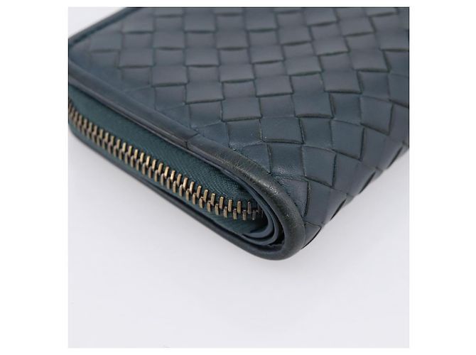 Portafoglio Bifold BOTTEGA VENETA INTRECCIATO in pelle blu autentico 203097 - vista 16