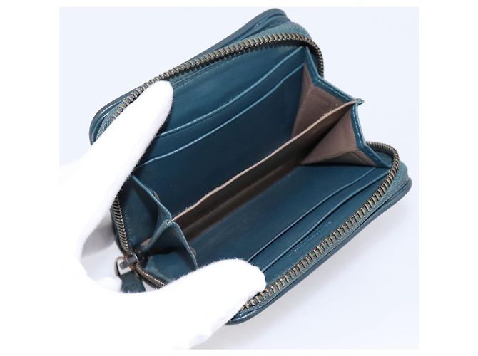 Portafoglio Bifold BOTTEGA VENETA INTRECCIATO in pelle blu autentico 203097 - vista 19