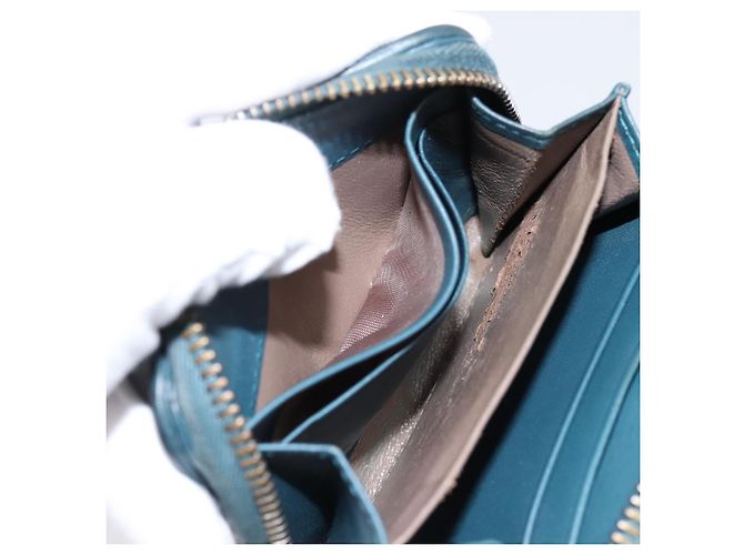 Portafoglio Bifold BOTTEGA VENETA INTRECCIATO in pelle blu autentico 203097 - vista 22