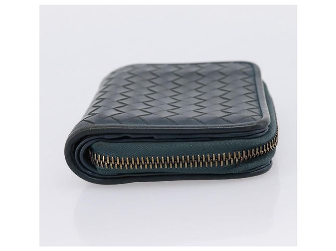 Portafoglio Bifold BOTTEGA VENETA INTRECCIATO in pelle blu autentico 203097 - vista 4