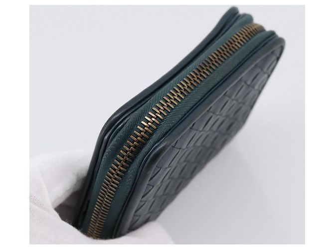Portafoglio Bifold BOTTEGA VENETA INTRECCIATO in pelle blu autentico 203097 - vista 5