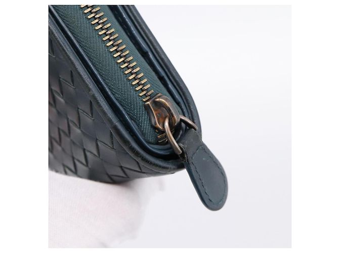 Portafoglio Bifold BOTTEGA VENETA INTRECCIATO in pelle blu autentico 203097 - vista 8