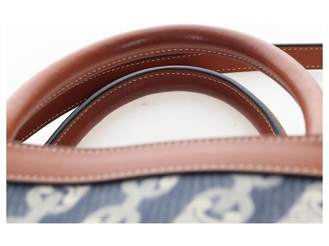 Céline CELINE Macadam Canvas Vertical Cabas Small Hand Bag Navy Gold Auth 202902M D'oro Blu navy - vista 15
