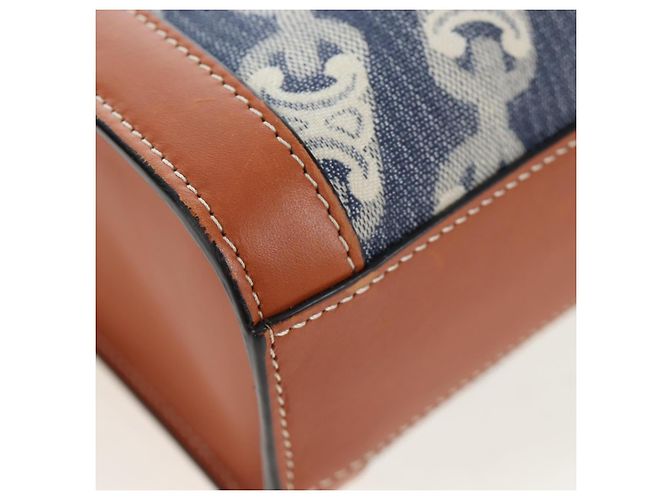 Céline CELINE Macadam Canvas Vertical Cabas Small Hand Bag Navy Gold Auth 202902M D'oro Blu navy - vista 17
