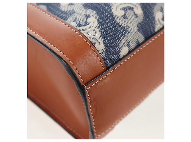 Céline CELINE Macadam Canvas Vertical Cabas Small Hand Bag Navy Gold Auth 202902M D'oro Blu navy - vista 18