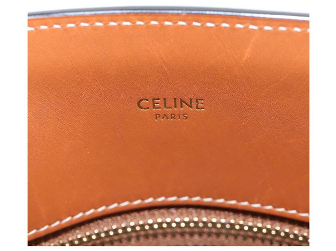 Céline CELINE Macadam Canvas Vertical Cabas Small Hand Bag Navy Gold Auth 202902M D'oro Blu navy - vista 23