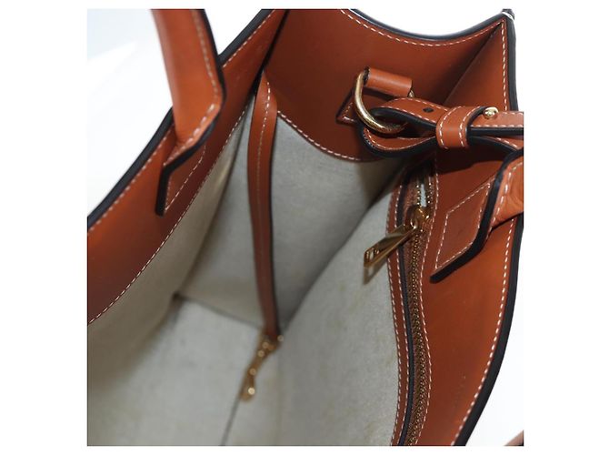 Céline CELINE Macadam Canvas Vertical Cabas Small Hand Bag Navy Gold Auth 202902M D'oro Blu navy - vista 25