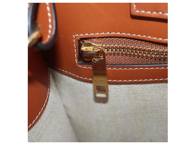 Céline CELINE Macadam Canvas Vertical Cabas Small Hand Bag Navy Gold Auth 202902M D'oro Blu navy - vista 26