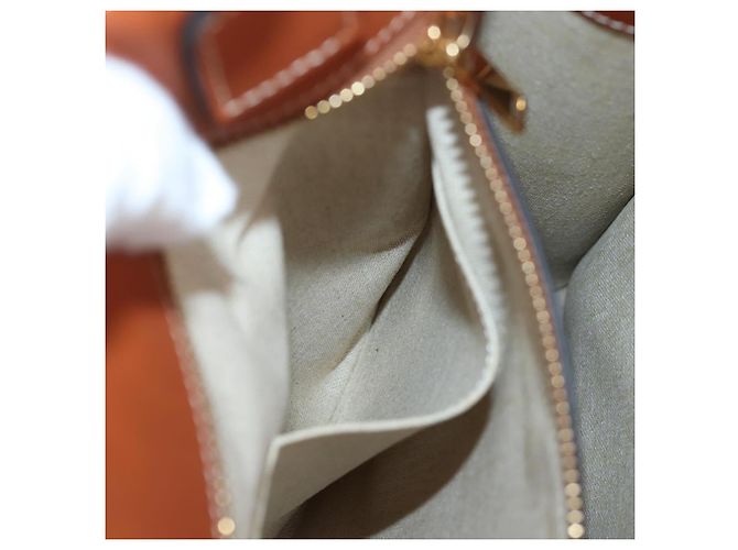 Céline CELINE Macadam Canvas Vertical Cabas Small Hand Bag Navy Gold Auth 202902M D'oro Blu navy - vista 28