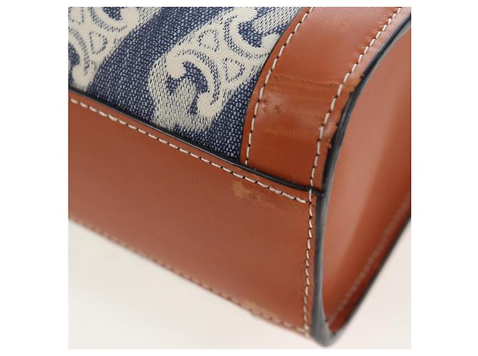 Céline CELINE Macadam Canvas Vertical Cabas Small Hand Bag Navy Gold Auth 202902M D'oro Blu navy - vista 9