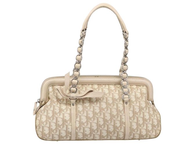 Borsa a mano Christian Dior Trotter Canvas Romantic PVC Beige Silver Auth 202956 Argento - vista 13
