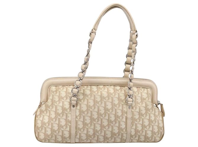 Borsa a mano Christian Dior Trotter Canvas Romantic PVC Beige Silver Auth 202956 Argento - vista 2