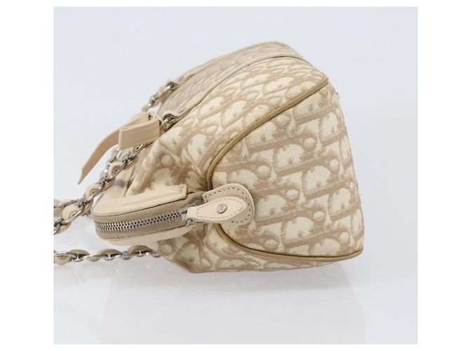 Borsa a mano Christian Dior Trotter Canvas Romantic PVC Beige Silver Auth 202956 Argento - vista 4