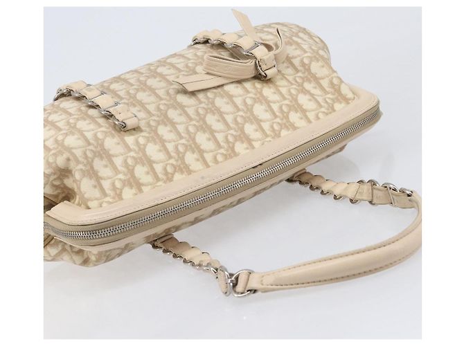 Borsa a mano Christian Dior Trotter Canvas Romantic PVC Beige Silver Auth 202956 Argento - vista 6