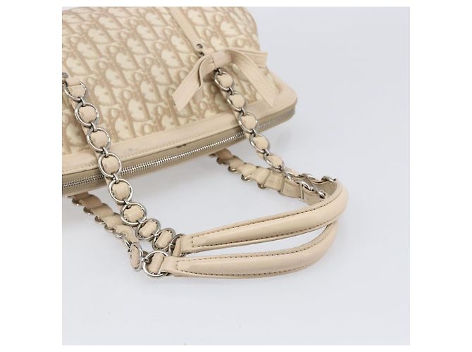 Borsa a mano Christian Dior Trotter Canvas Romantic PVC Beige Silver Auth 202956 Argento - vista 8