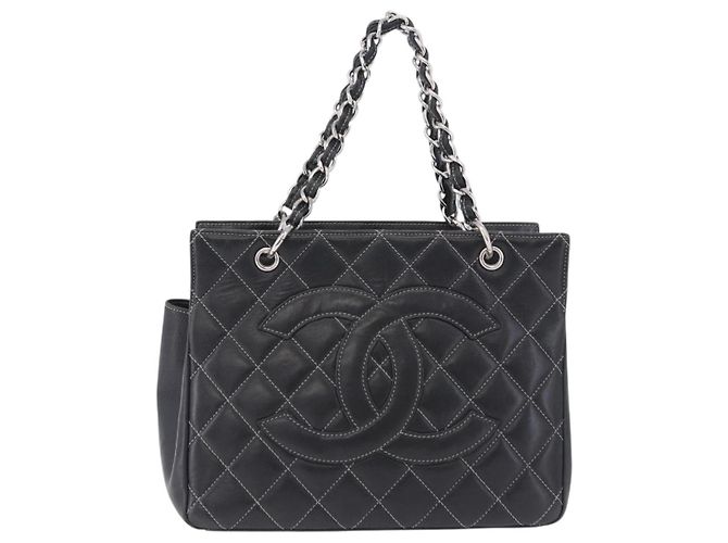 Borsa a mano CHANEL Matelasse con catena in pelle nera e argento CC Auth ka6174SAV Nero - vista 13