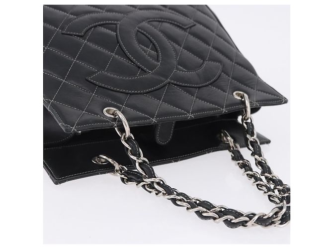 Borsa a mano CHANEL Matelasse con catena in pelle nera e argento CC Auth ka6174SAV Nero - vista 14