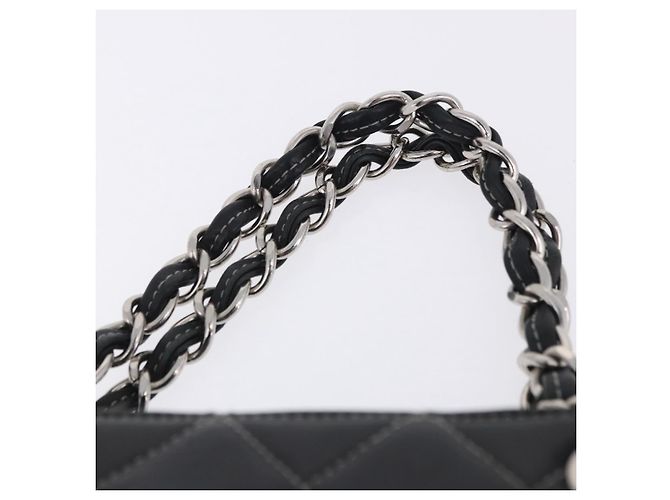 Borsa a mano CHANEL Matelasse con catena in pelle nera e argento CC Auth ka6174SAV Nero - vista 15