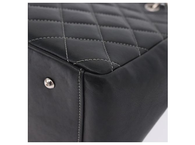 Borsa a mano CHANEL Matelasse con catena in pelle nera e argento CC Auth ka6174SAV Nero - vista 19