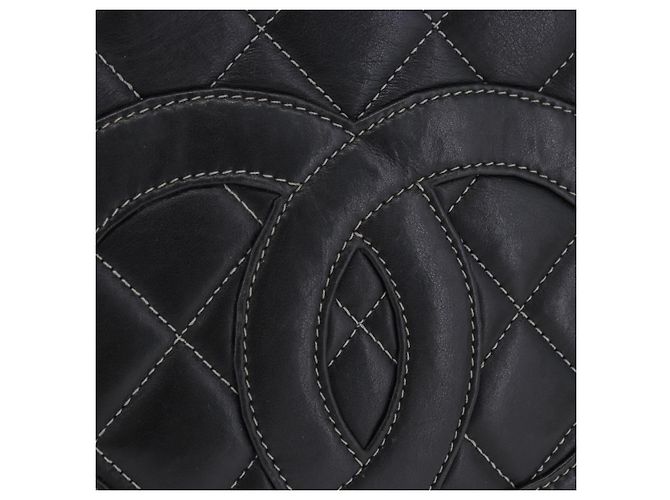 Borsa a mano CHANEL Matelasse con catena in pelle nera e argento CC Auth ka6174SAV Nero - vista 2