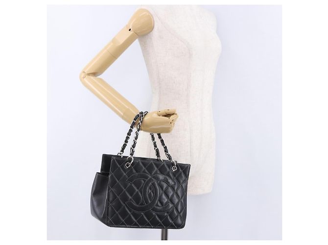 Borsa a mano CHANEL Matelasse con catena in pelle nera e argento CC Auth ka6174SAV Nero - vista 28