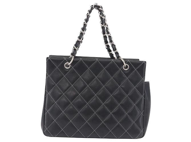 Borsa a mano CHANEL Matelasse con catena in pelle nera e argento CC Auth ka6174SAV Nero - vista 3