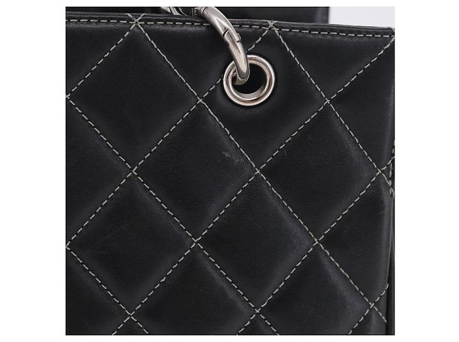 Borsa a mano CHANEL Matelasse con catena in pelle nera e argento CC Auth ka6174SAV Nero - vista 4