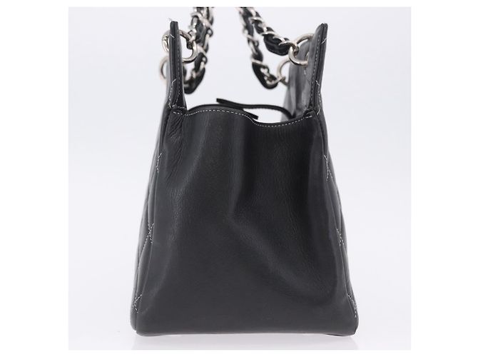 Borsa a mano CHANEL Matelasse con catena in pelle nera e argento CC Auth ka6174SAV Nero - vista 6