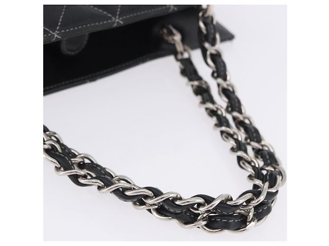 Borsa a mano CHANEL Matelasse con catena in pelle nera e argento CC Auth ka6174SAV Nero - vista 8