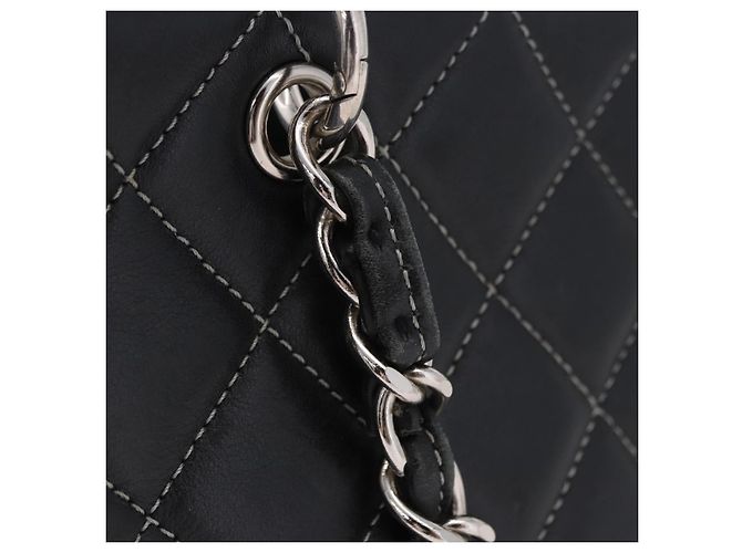 Borsa a mano CHANEL Matelasse con catena in pelle nera e argento CC Auth ka6174SAV Nero - vista 9