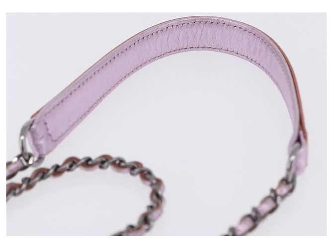 Borsa a tracolla con catena CHANEL Vernice Rosa Argento CC Auth 203084M - vista 10