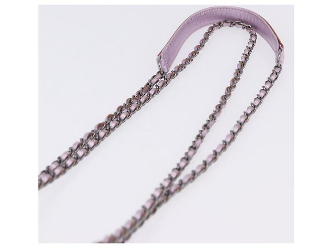 Borsa a tracolla con catena CHANEL Vernice Rosa Argento CC Auth 203084M - vista 14